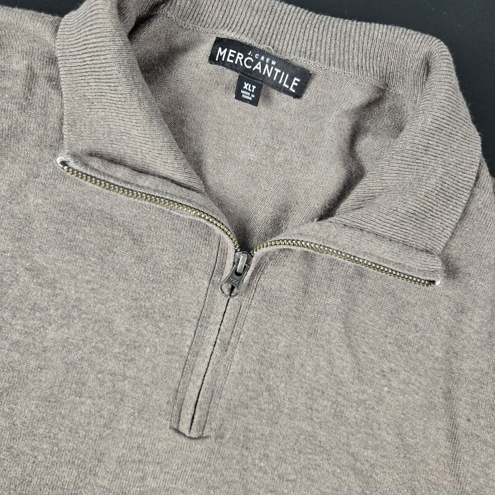 J.Crew Mercantile Mens XLT Quarter Zip Merino Wool Blend Sweater Taupe J7415